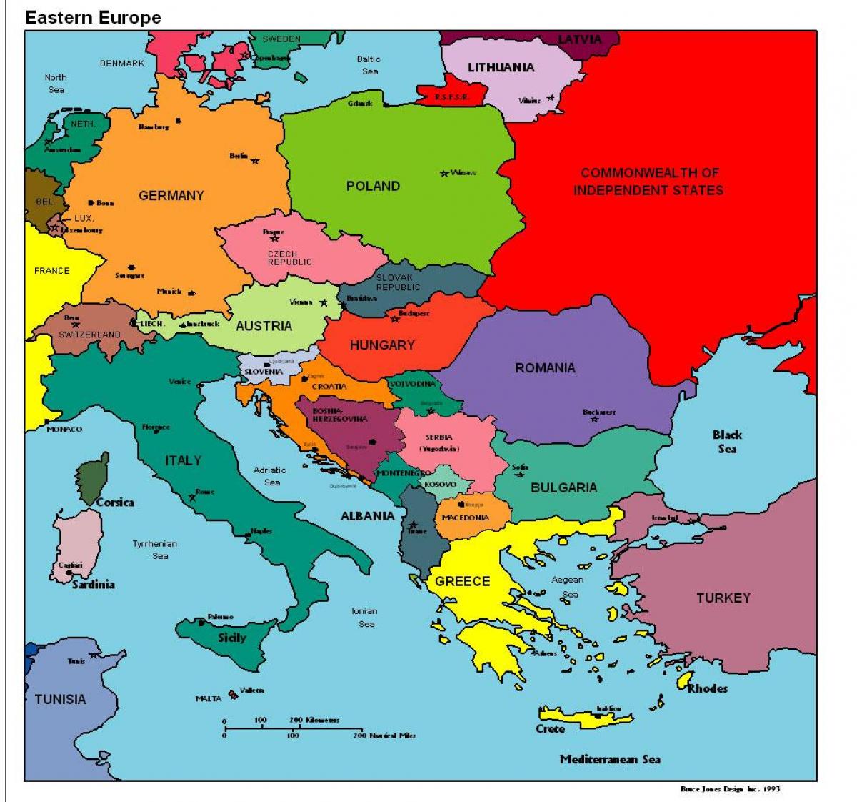 map of europe showing Albania