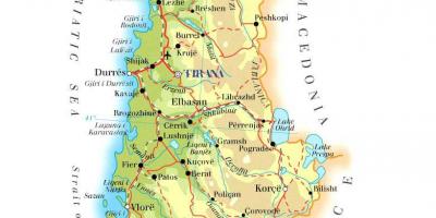 Map of physical map of Albania