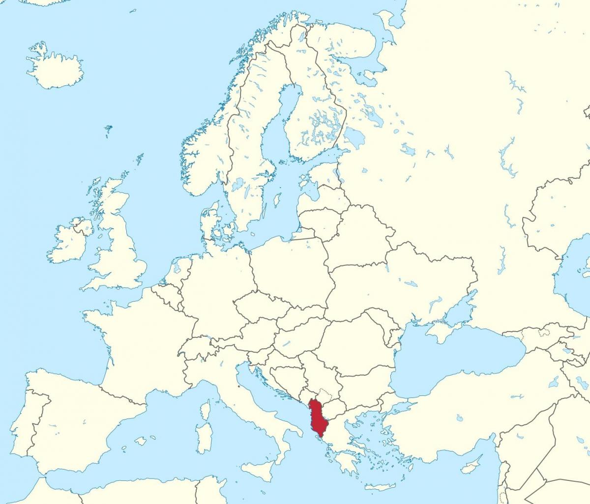 map of Albania on european