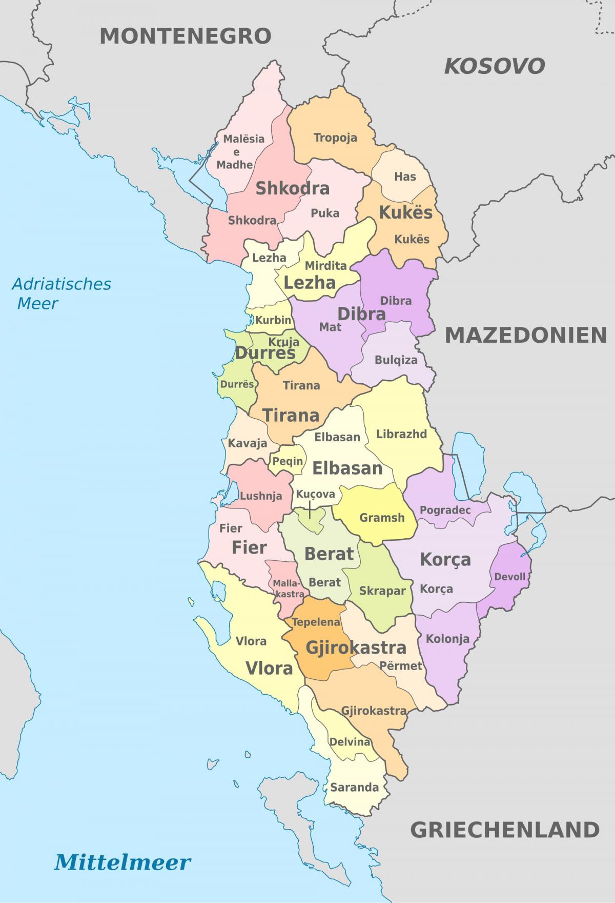 map of Albania political