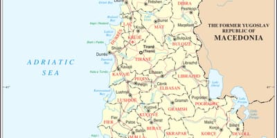 Map of Albania with cities